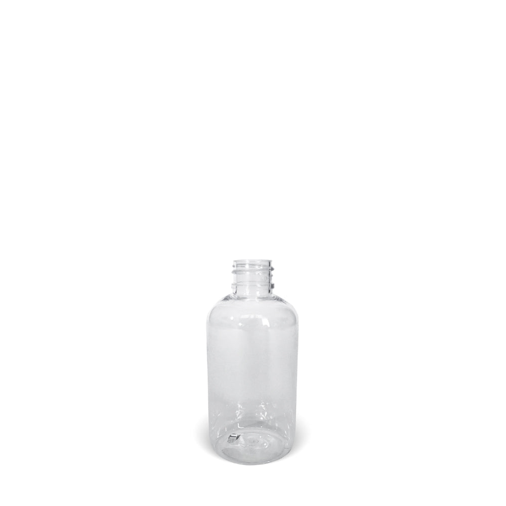 3 oz. Boston Round Clear PET Bottle with Clear Flip Cap