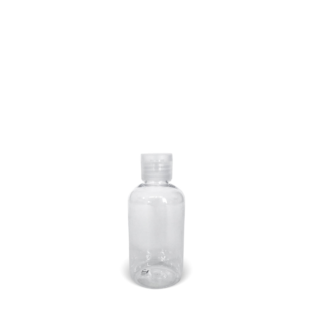 3 oz. Boston Round Clear PET Bottle with Clear Flip Cap